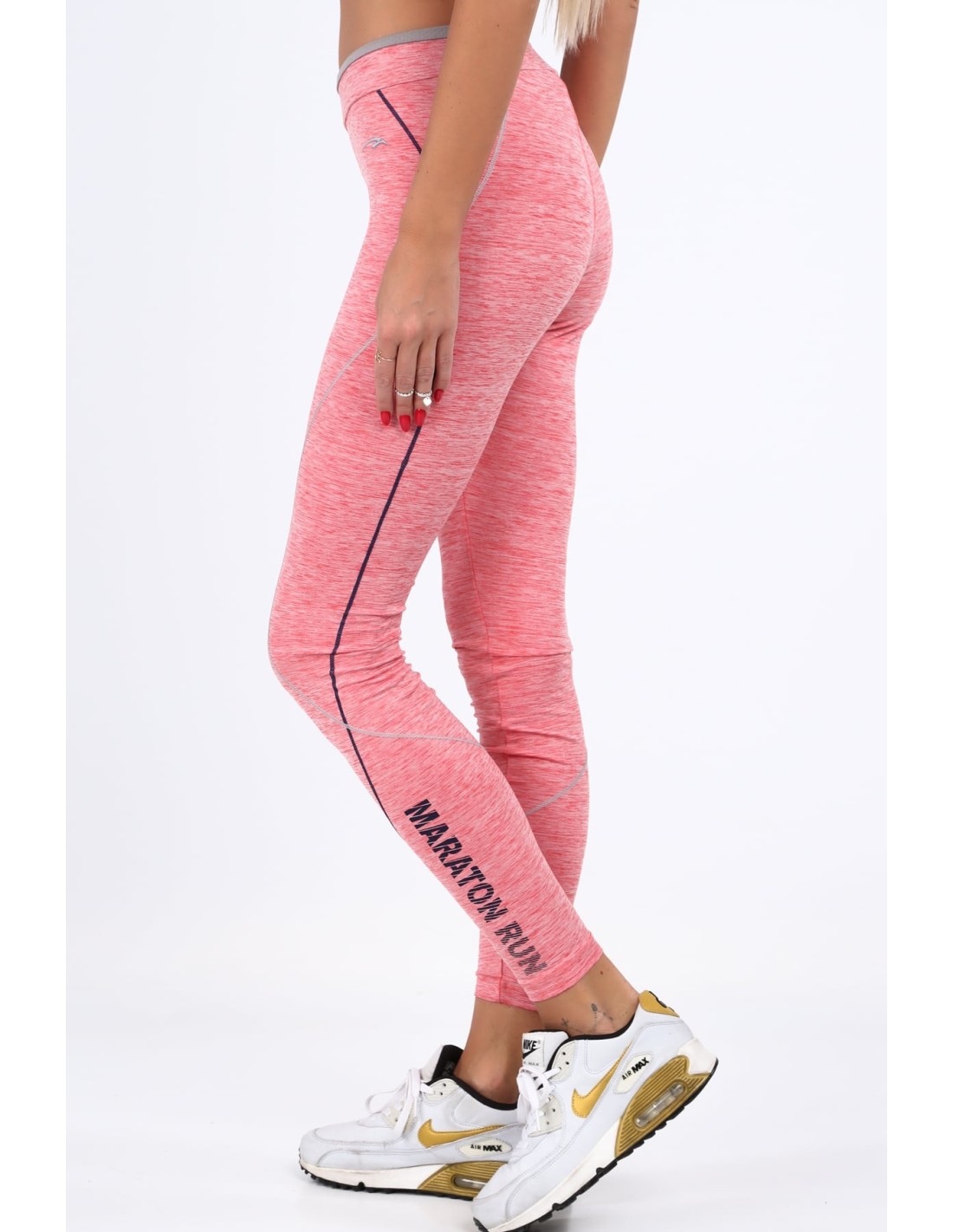 Coral sports leggings with stitching MR13233 - Online store - Boutique